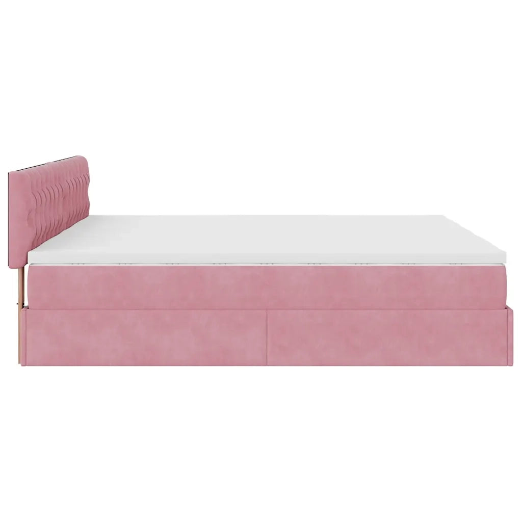 Struttura Letto Pouf con Materassi Rosa 180x200 cm Velluto 3312097