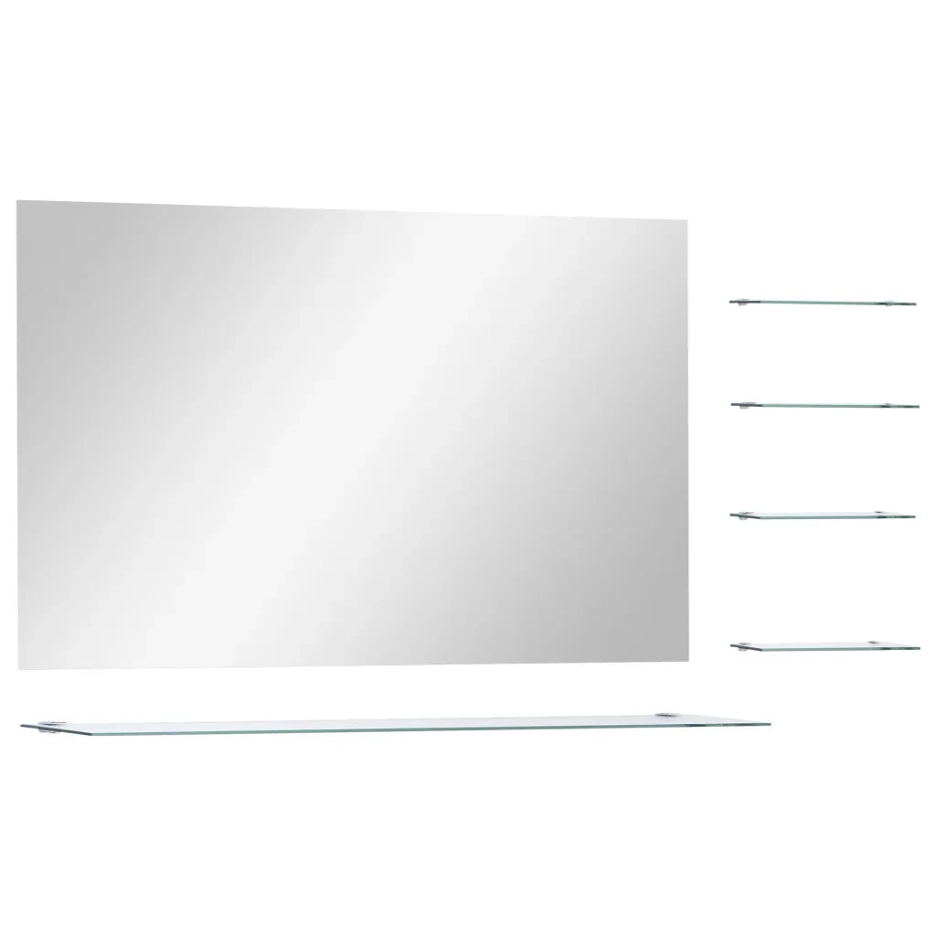 Specchio da Parete con 5 Mensole Argento 100x60 cm 249446