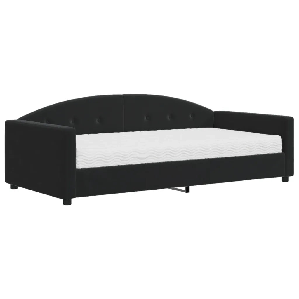 Divano Letto con Materasso-Sofa Letto-Daybed Nero 100x200 cm in Velluto 855692