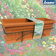 Trade Shop - Fioriera Da Balcone Ringhiera 50cm Balconetta Con Supporto E Sottovaso Completa -