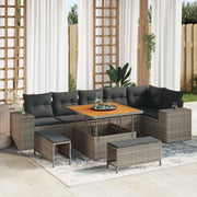 Set Divano da Giardino con cuscino 9 pcs Grigio polyrattan 3362018