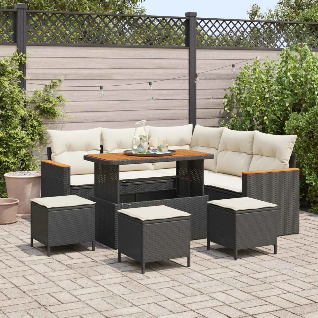Set Divano da Giardino 9 pcs Nero polyrattan 3362920