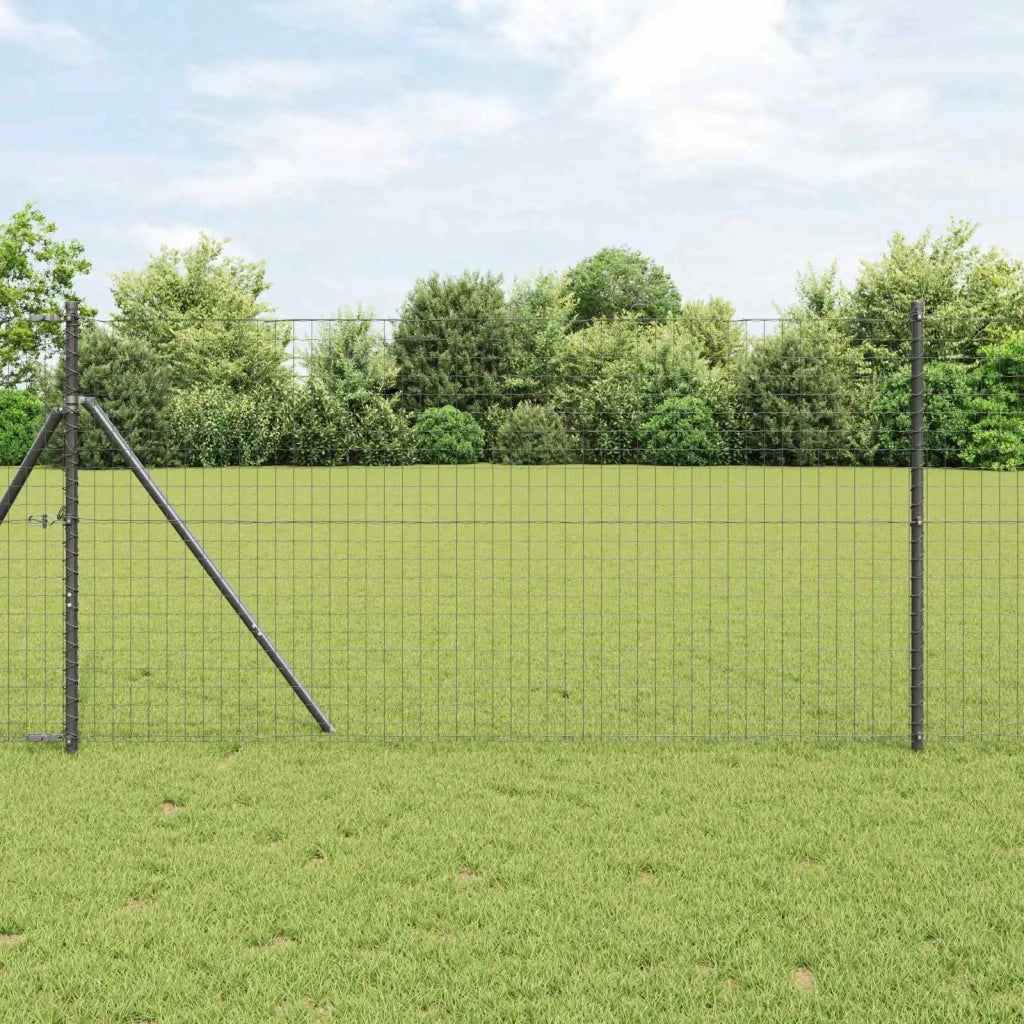 Palo della recinzione 2 pcs Grigio Acciaio Verniciato a Polvere 42012761
