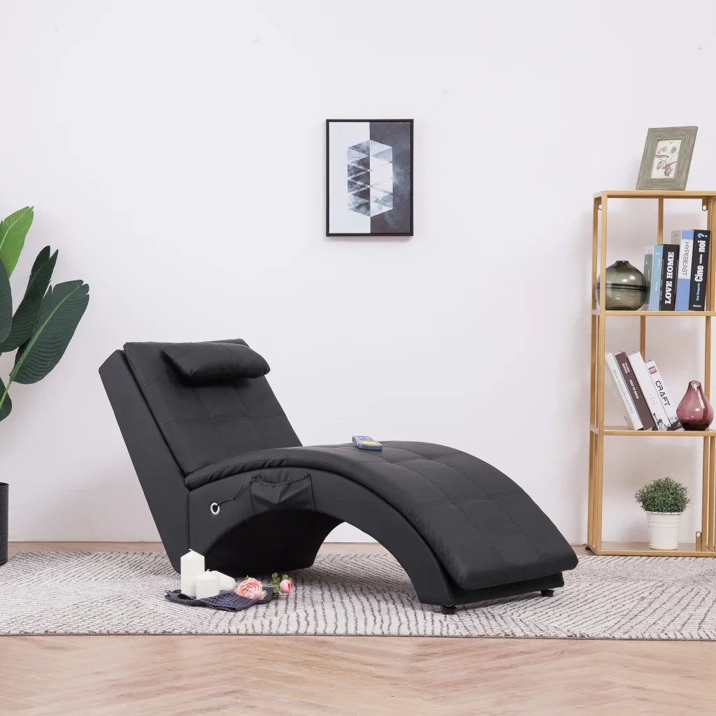 Sdraio Massaggiante con Cuscino Nero in Similpelle 281344