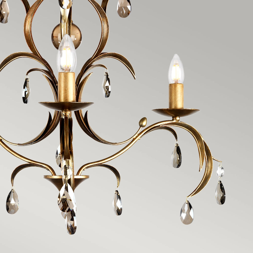 Lampadario Lily bronzo patinato 3xE14 cristallo Elstead