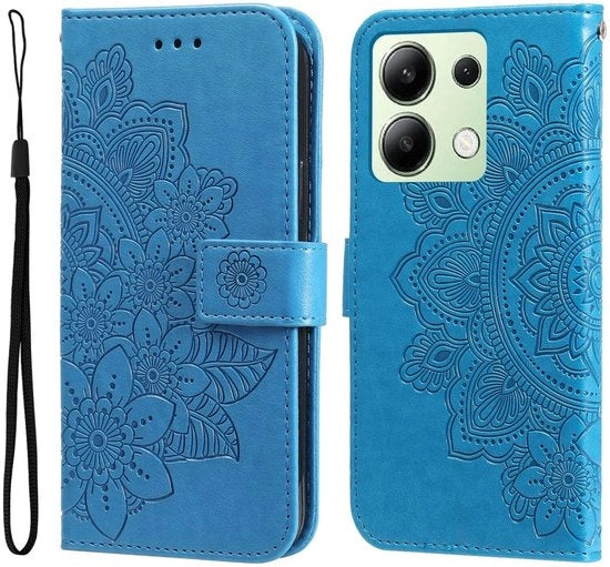 Case per Xiaomi Redmi Note 13 4G | Libro per fiori | Supporto da appendere | Blu