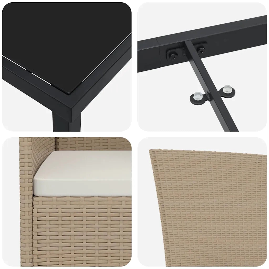 Set da Pranzo per Giardino con cuscino 7 pcs Beige polyrattan 3379462