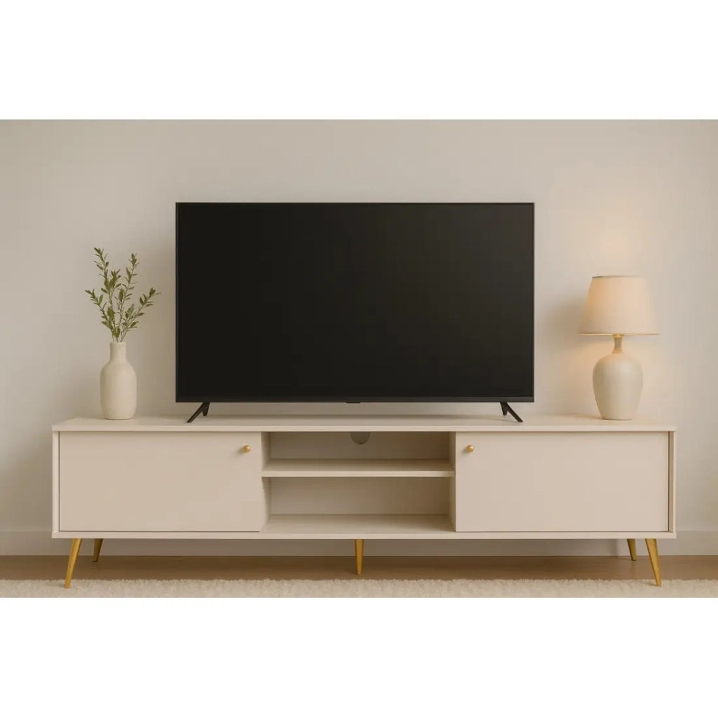 Mobile TV design AZURÉA – 2 porte + 2 nicchie – Colore sabbia