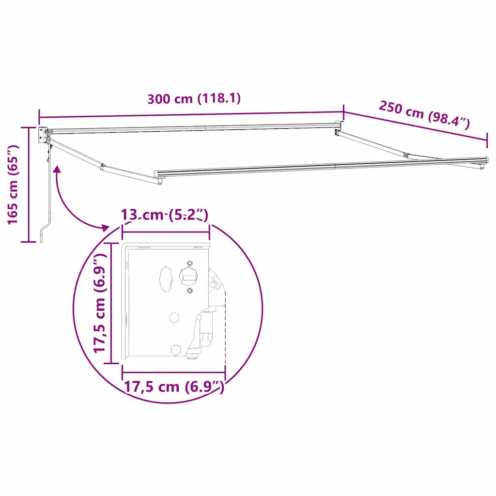 Telaio per tende da sole retrattile Bianco 300 x 250 cm 362021
