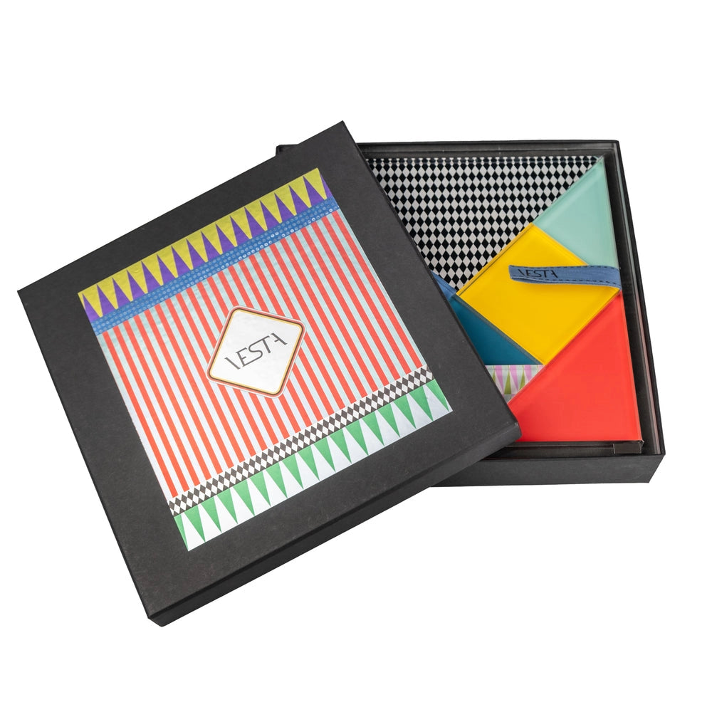 TANGRAM GIOCO DA TAVOLO IN CRISTALLO ACRILICO COLORATO