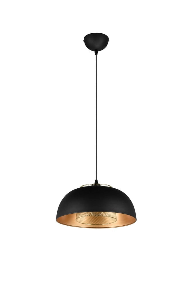 Lampada a sospensione RL Punch nera/oro metallo Ø35 E27