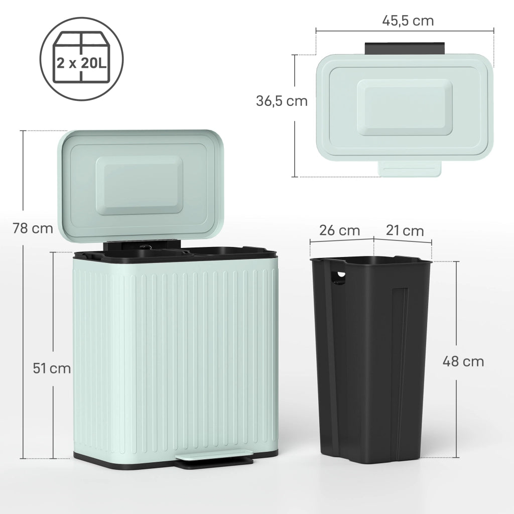 Cestino per la raccolta differenziata 2x20L ¨C Minimal ¨C Verde