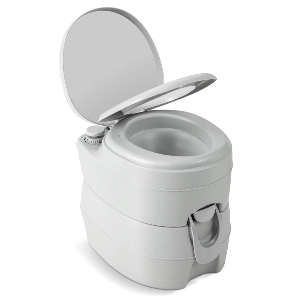 Toilette portatile con serbatoio rifiuti da 20L sedile antiscivolo pompa di scarico-Vasino da campeggio Grigio