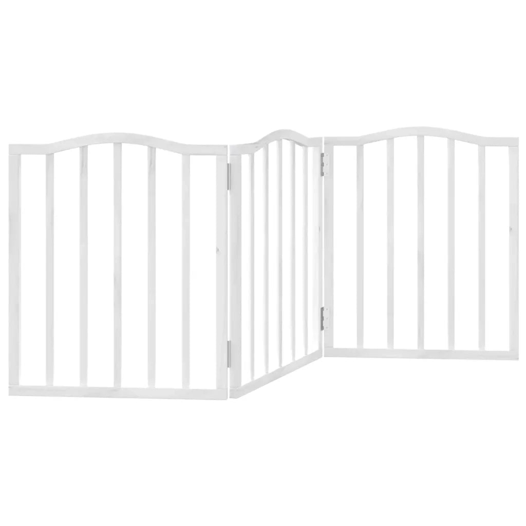 Cancello per Cani Pieghevole 3 Pannelli Bianco 150 cm Pioppo 352212