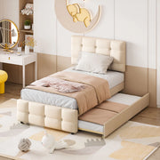 LETTO imbottito per bambini 90x200 cm Beige con letto estraibile