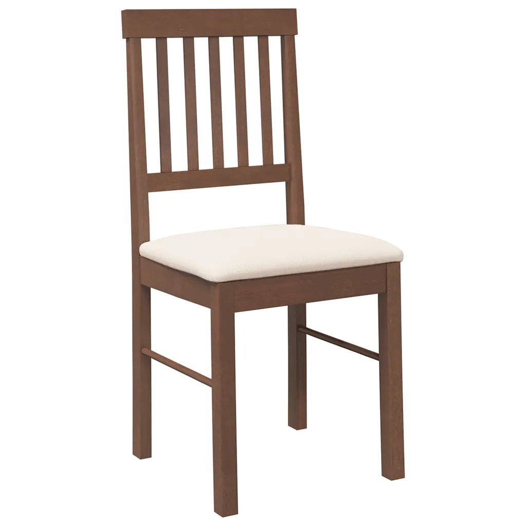 Sedie da Pranzo con Cuscini 2pz Marrone Legno Massello di Hevea 4102425