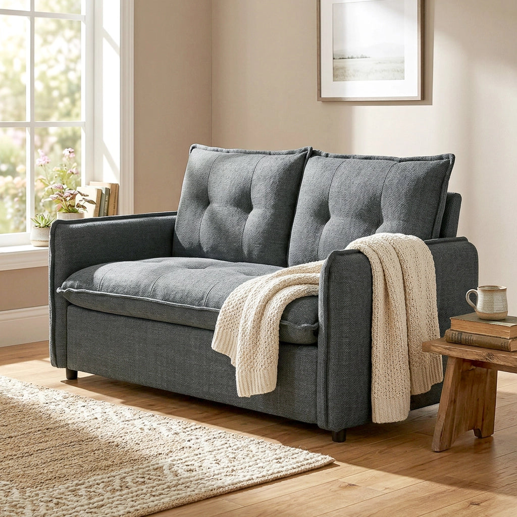 Divano 2 posti ¨C Minimal ¨C Tessuto lino grigio scuro 131 cm