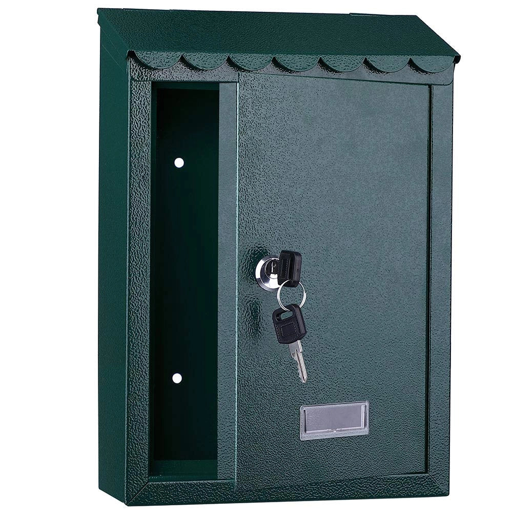 Cassetta Postale da Parete in Metallo Inox con Chiave per Esterno e Interno Verde