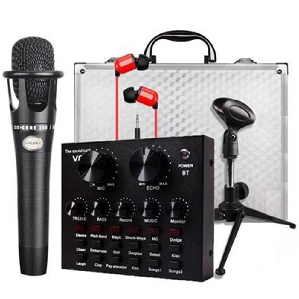 Trade Shop - Kit Per Registrazione Audio Con Effetti Sonori Live Scheda E Microfono Supporto -