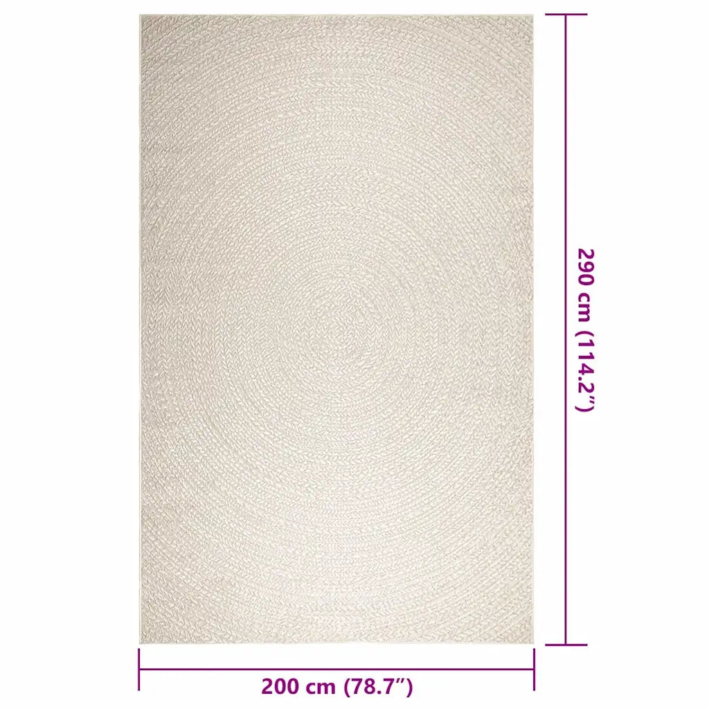 Tappeto del soggiorno | Tappeto ZIZUR Crema 200x290 cm Aspetto Iuta Interni ed Esterni
