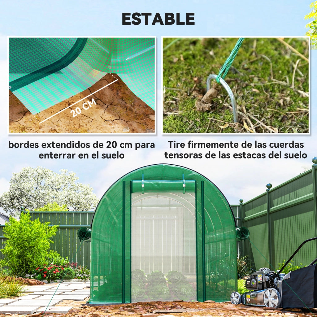 Serra Tunnel 4.5x2x2 m ¨C Minimal ¨C Verde con 8 Finestre e 2 Porte