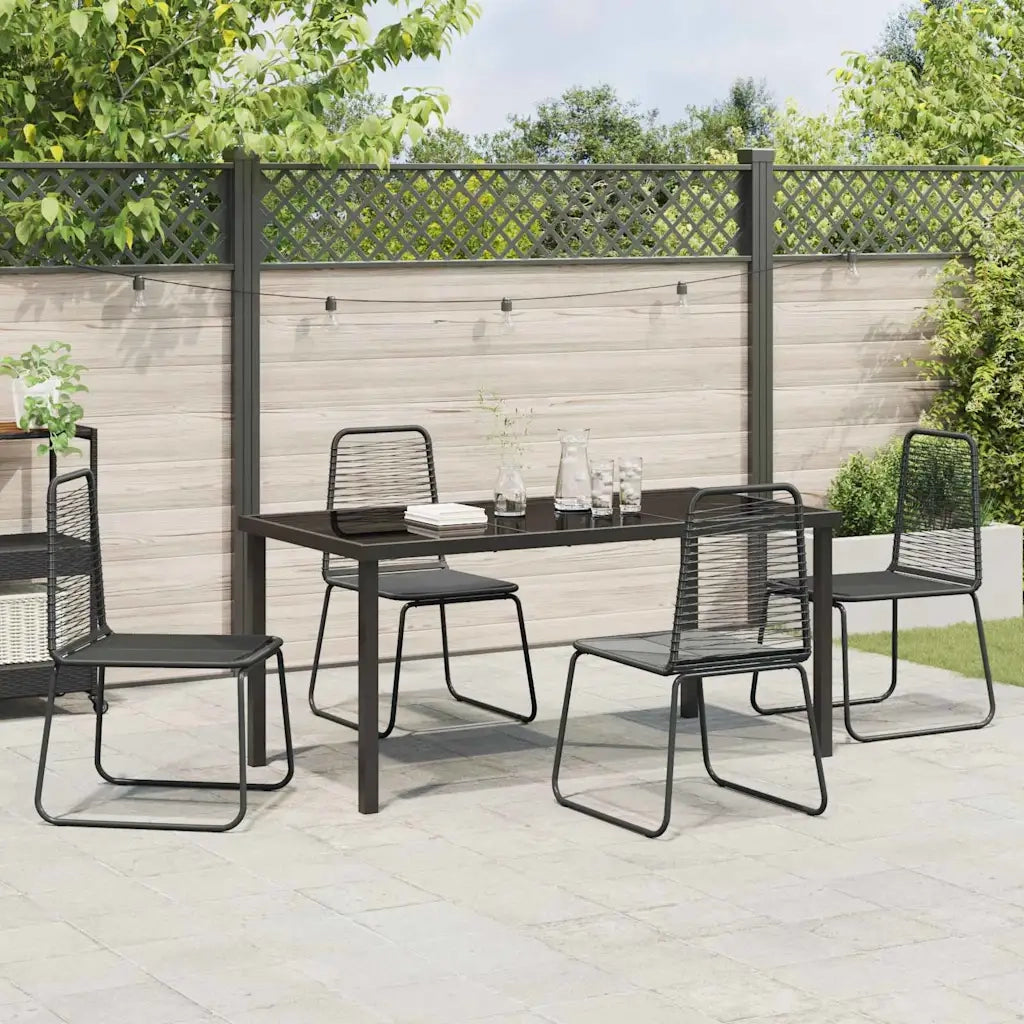 Set da Pranzo per Giardino 5 pcs Nero