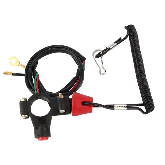 Blocco Motore a Cavo di Sicurezza - Duraturo e Impermeabile - Bianco - Adatto per Motocicli e ATV - Interruttore 12V On-Off