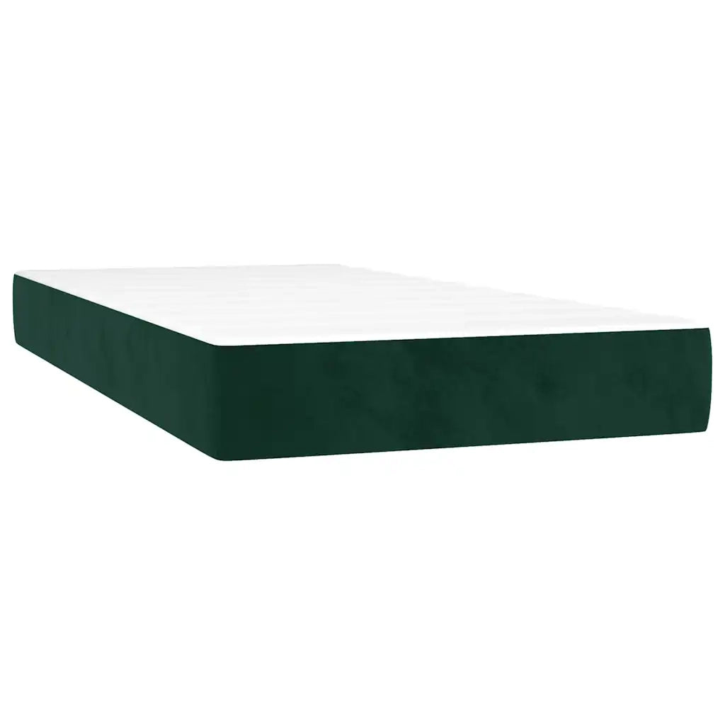 Letto a Molle con Materasso e LED Verde Scuro 80x200cm Velluto 3134372