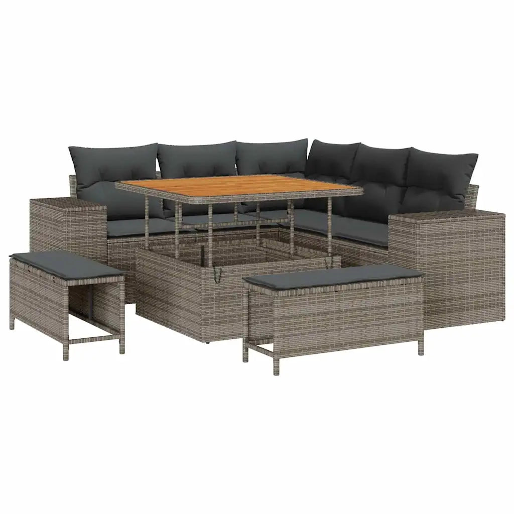 Set Divano da Giardino con cuscino 8 pcs Grigio polyrattan 3363948