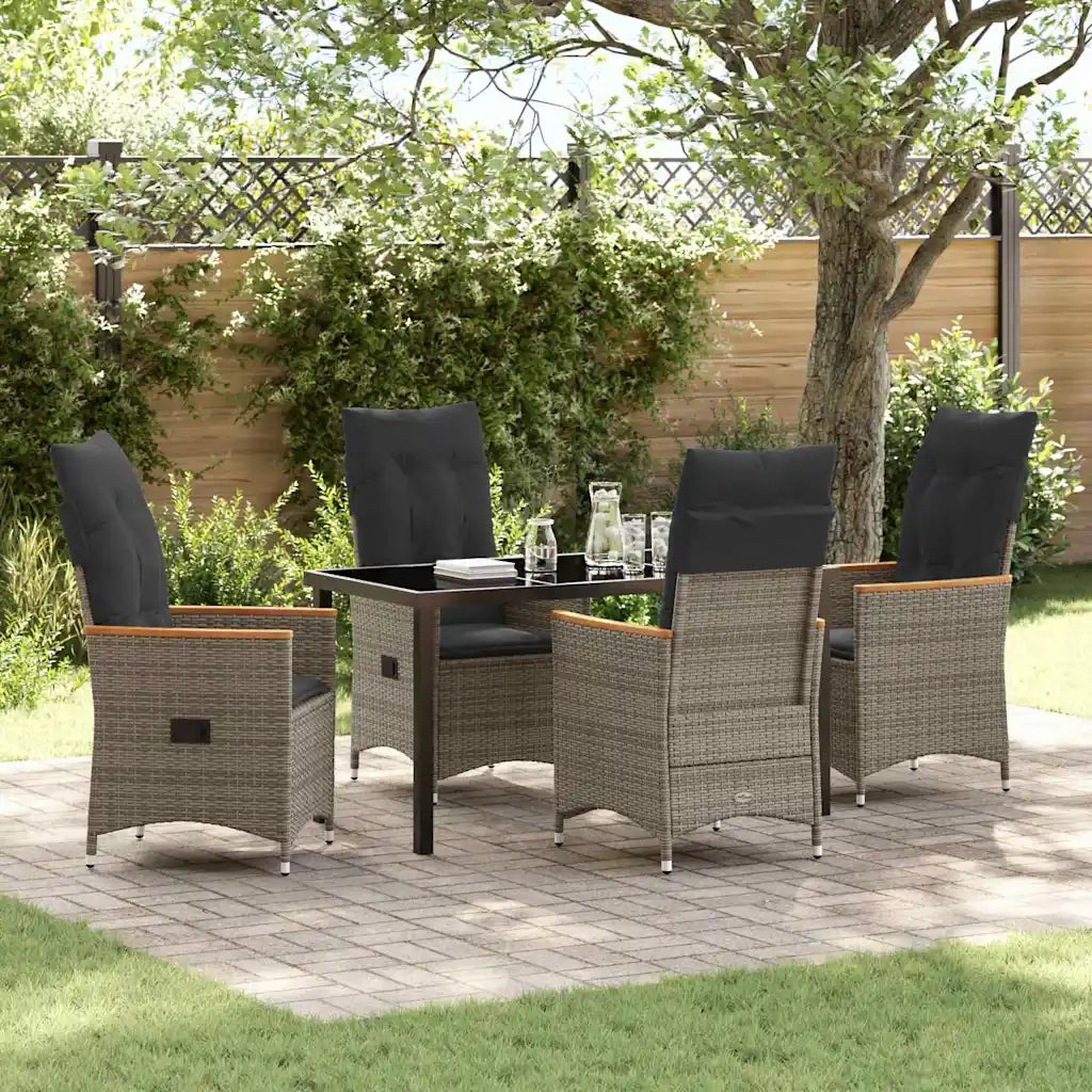 Set da Pranzo per Giardino con cuscino 5 pcs Grigio polyrattan 3379620