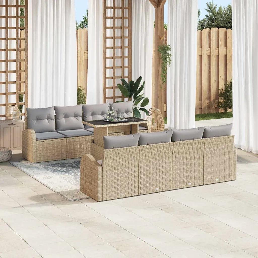Set Divano da Giardino con cuscino 7 pcs Beige Poly Rattan 3348606