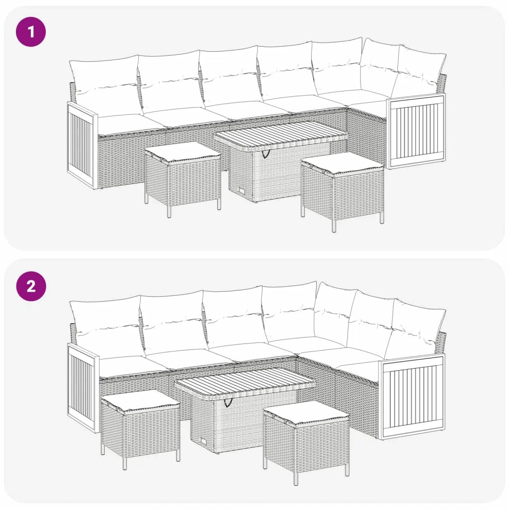Set Divano da Giardino con cuscino 9 pcs Nero 3363194