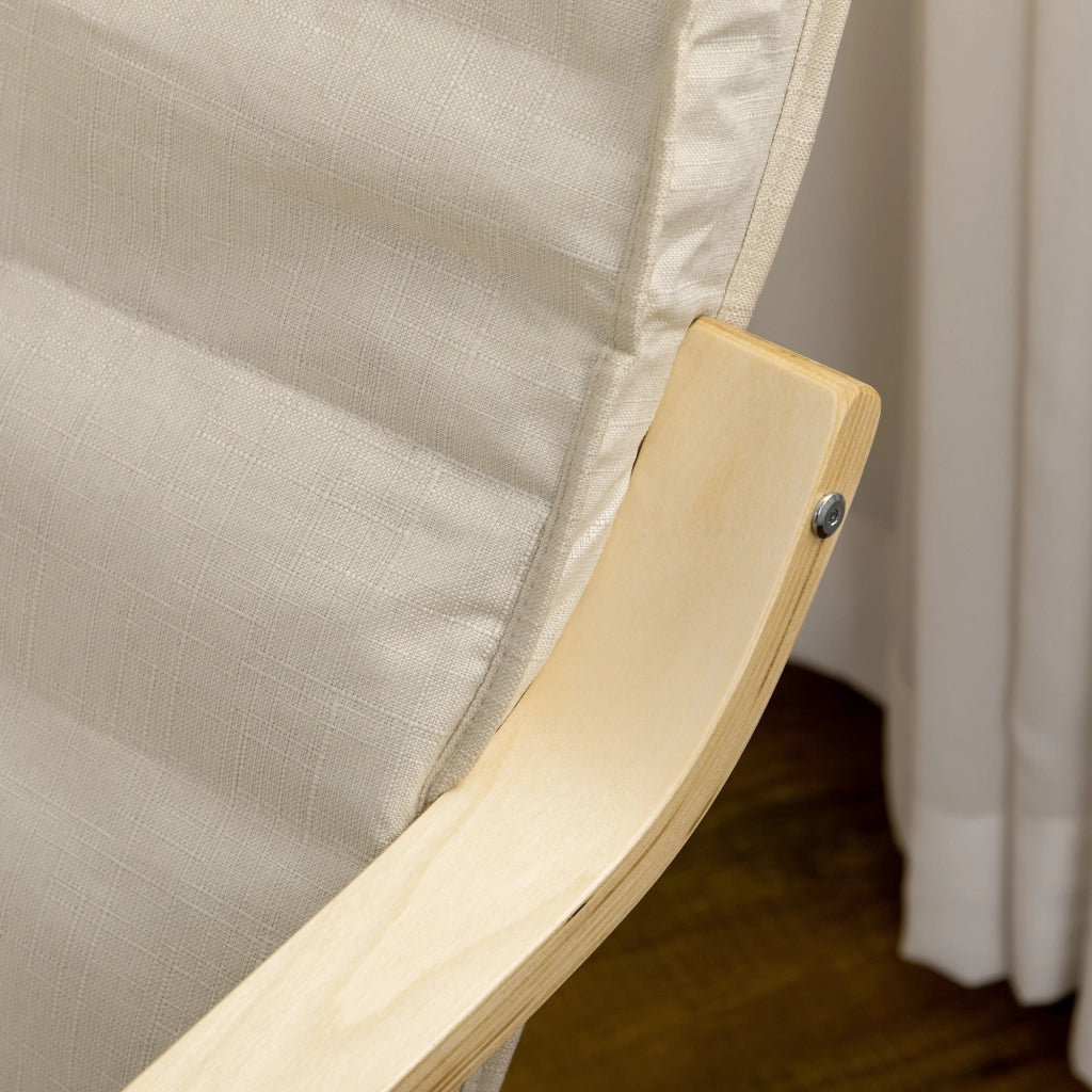 Poltrona Relax con Poggiapiedi Regolabile ¨C Minimal ¨C Tessuto Crema 66,5x94x100cm