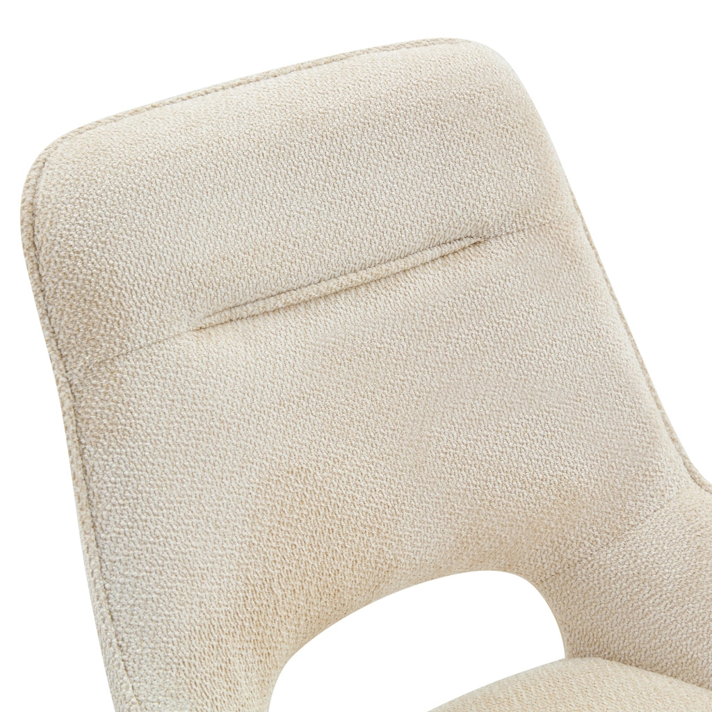 Sedia da pranzo girevole 360° con braccioli, tessuto e metallo, Beige Nero