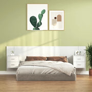 Testiera per Letto con Comodini in Legno Multistrato Bianco 3115708