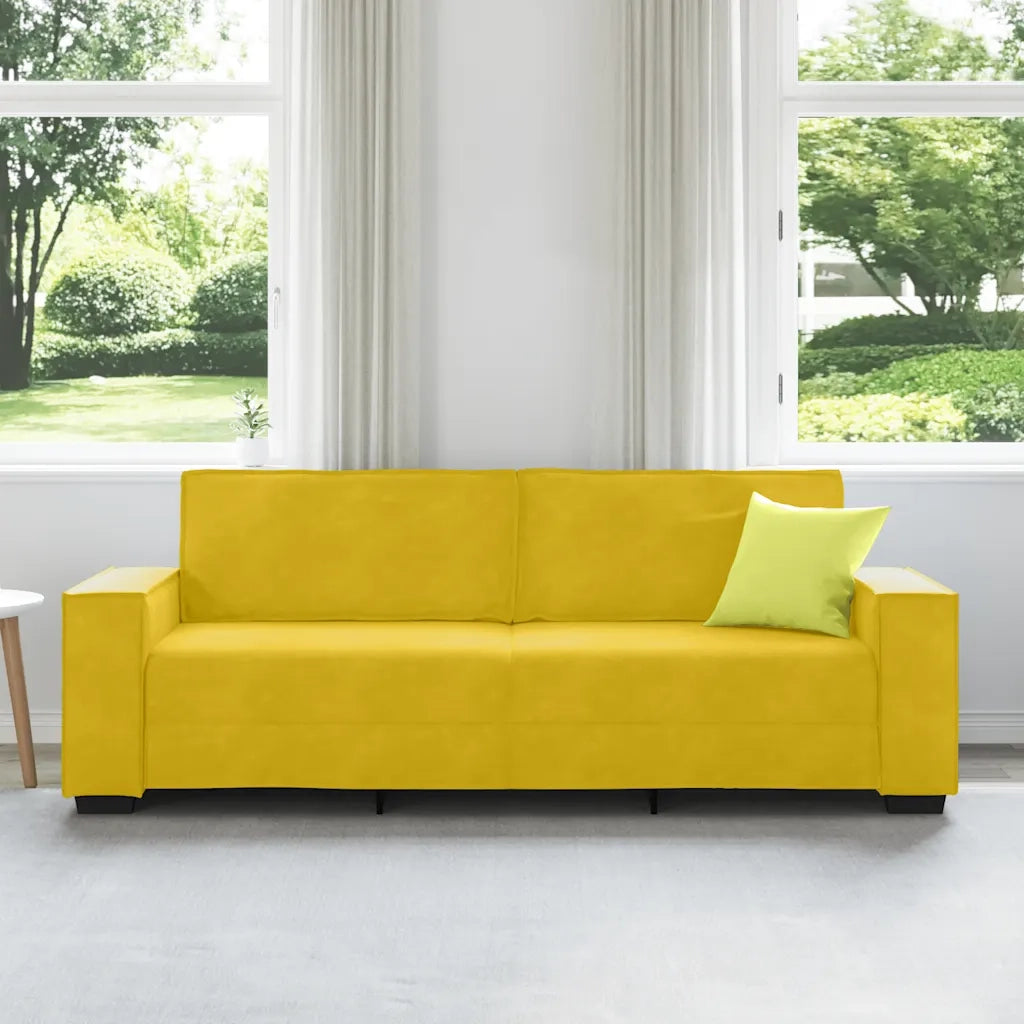 Divano a 3 Posti-Sofa 3 Posti Giallo 180 cm in Velluto 186459