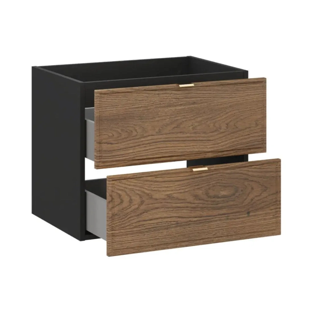 Mobile sotto lavabo SAVIA 60 cm marrone e nero – 2 cassetti – sospesi