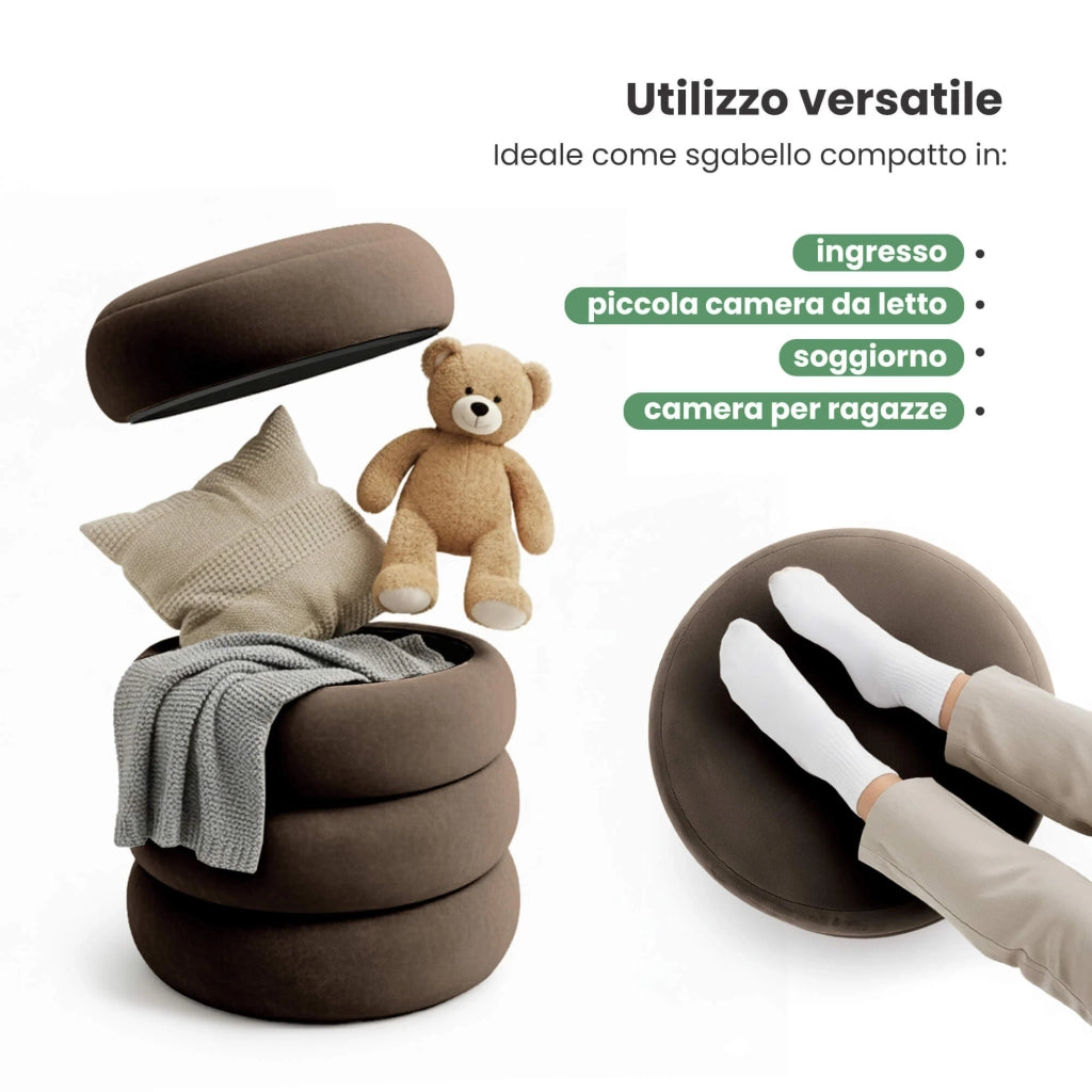 Pouf contenitore cilindrico in velluto 42 cm SNUGGO Bronzo