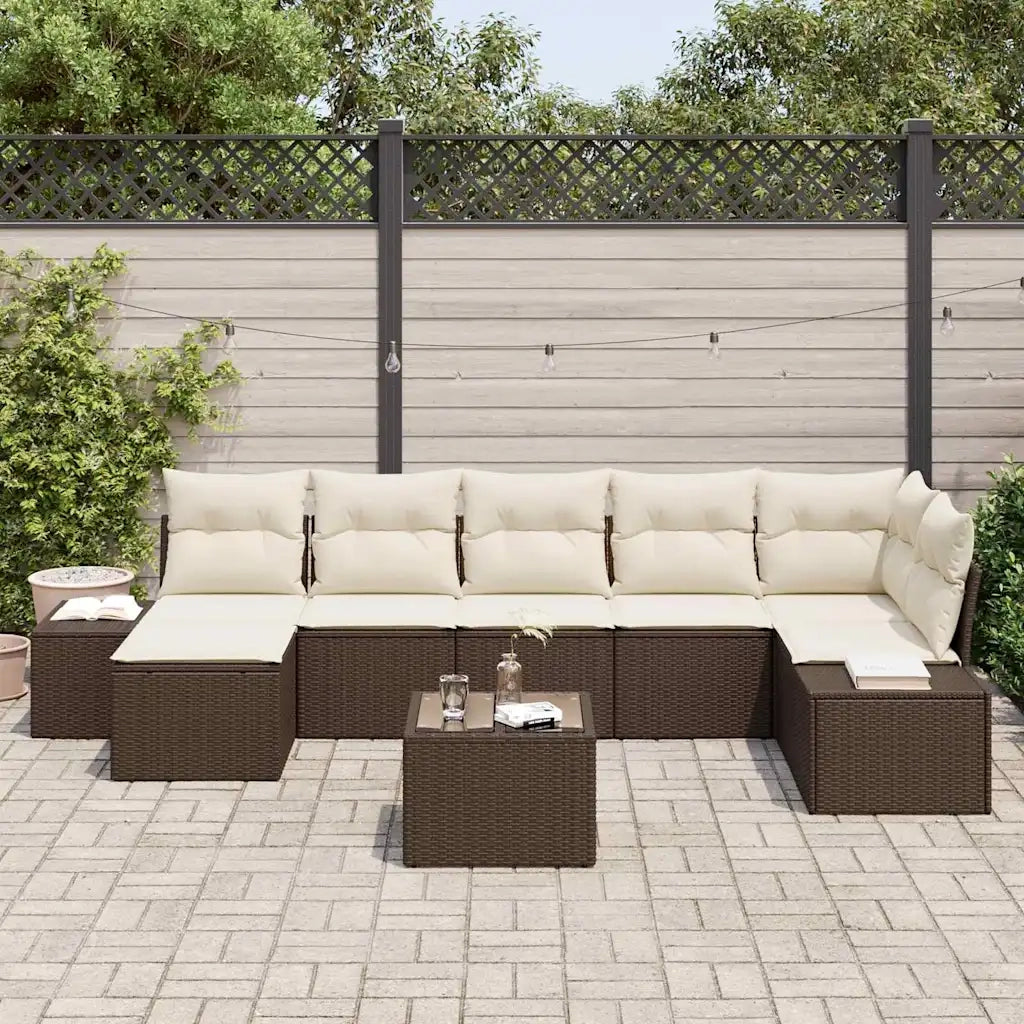 Set Divano da Giardino con cuscino 7 pcs Marrone polyrattan 3355827