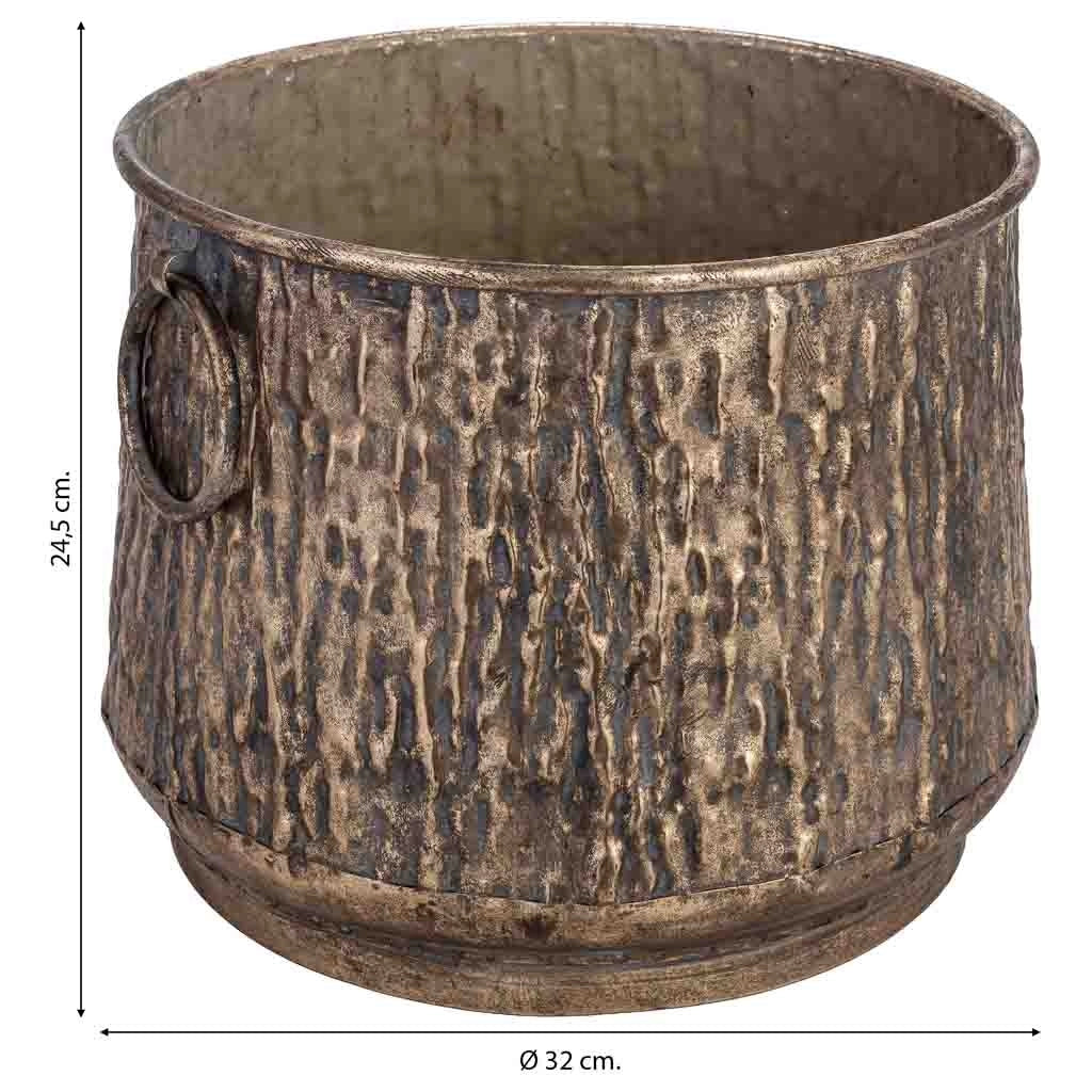 Vaso in metallo dorato 32x32x24,5h cm