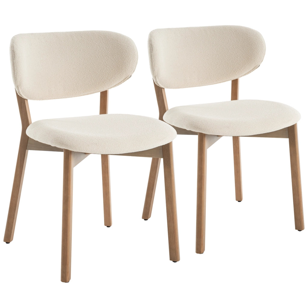 Set di 2 sedie AURA beige in tessuto loop e legno chiaro