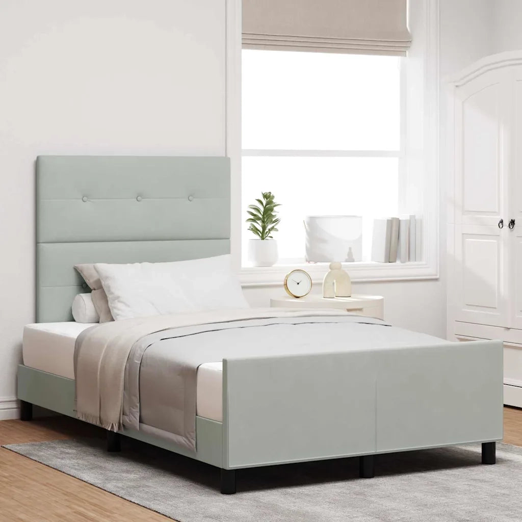 Letto a molle con testiera Grigio chiaro 120 x 190 cm Velluto 3344927