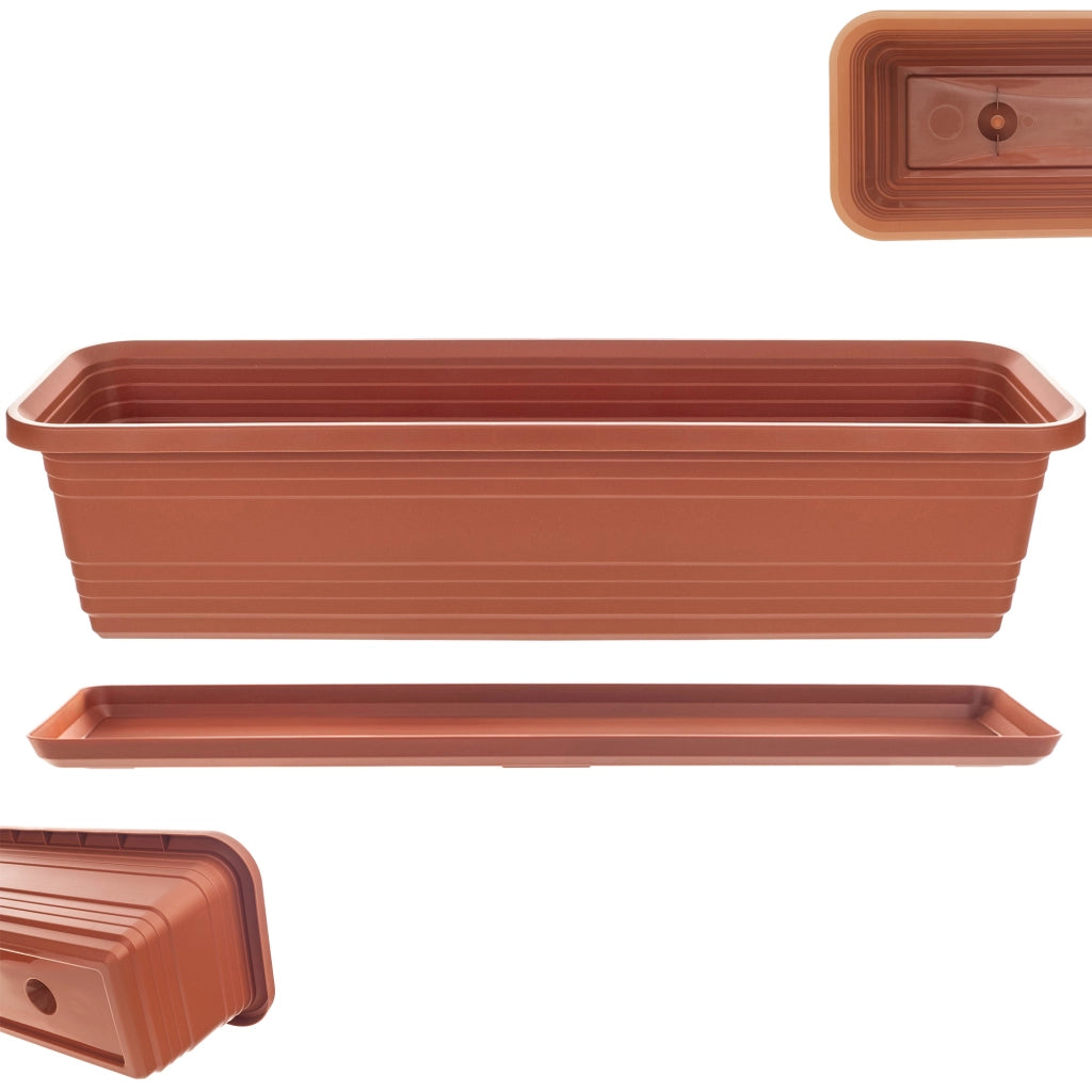 Vaso da fiori per balcone KADAX, 60 cm + sottovaso rosso mattone