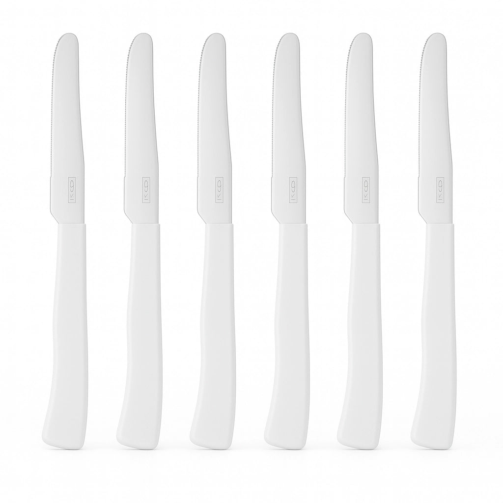 Coltelli da Tavola 24pz Manico in Polipropilene Doppia Affilatura 22cm Bianco