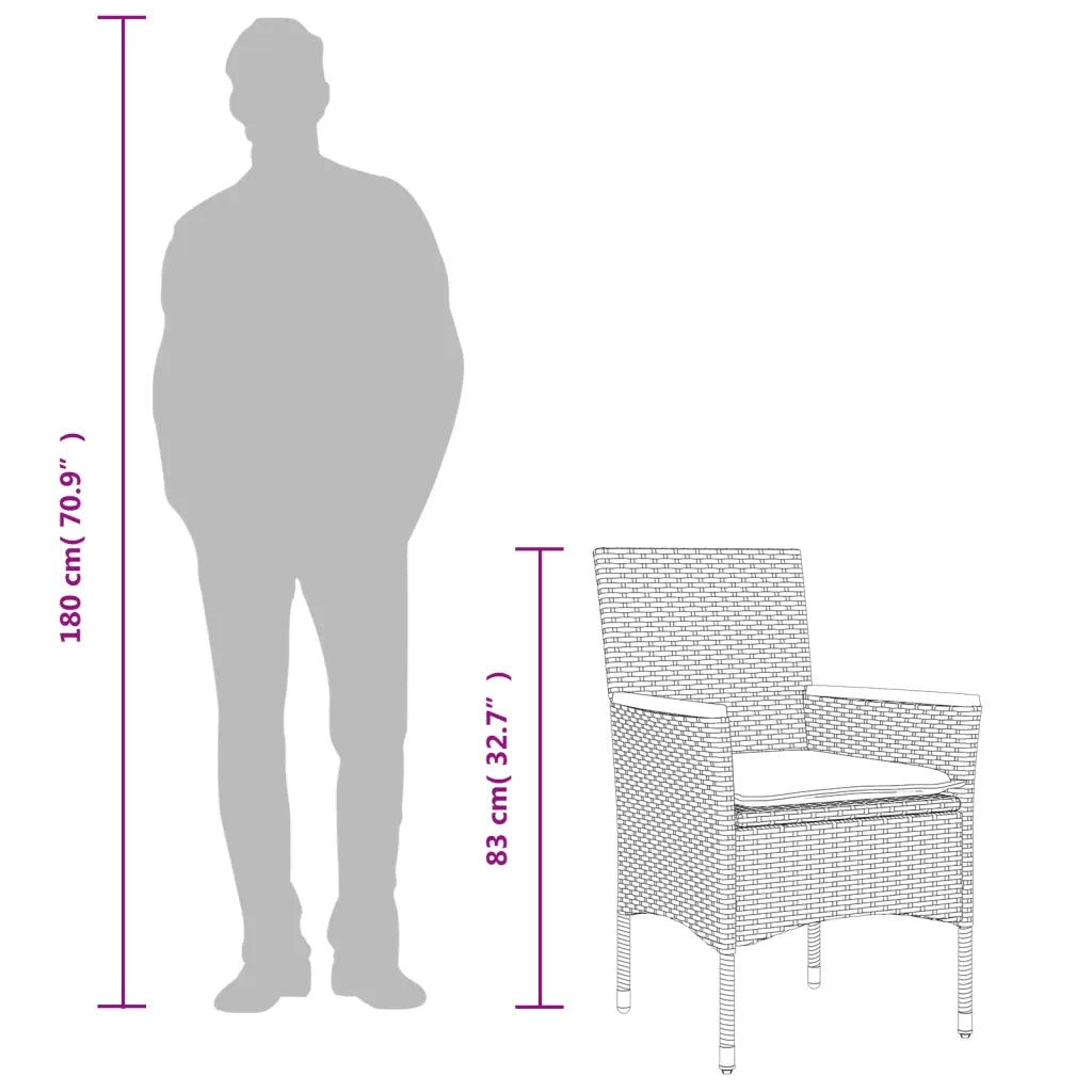 Set da Pranzo da Giardino 9 pz con Cuscini Polyrattan e Vetro 3278737
