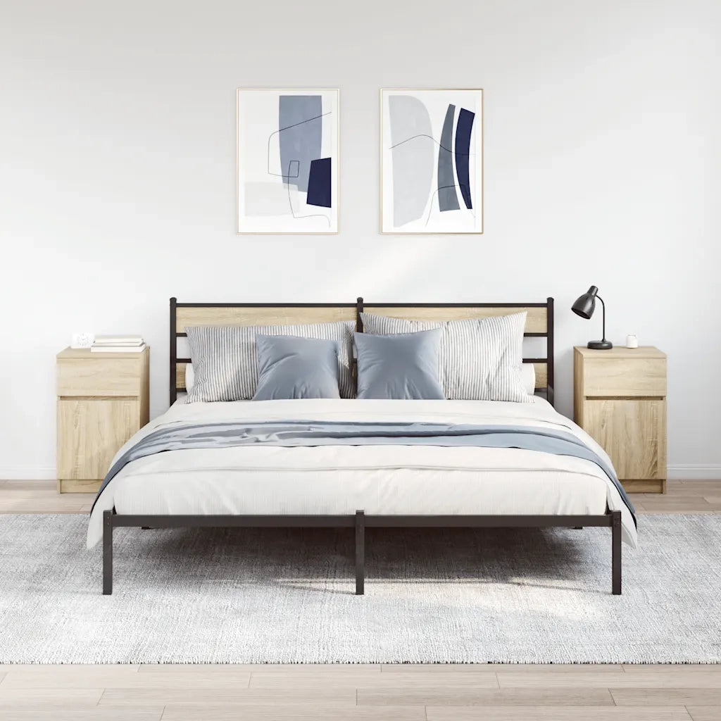 Set di 2 Comodini | Armadio da Notte | Mobiletto da notte Rovere Sonoma 39x35x65 cm in Legno Multistrato