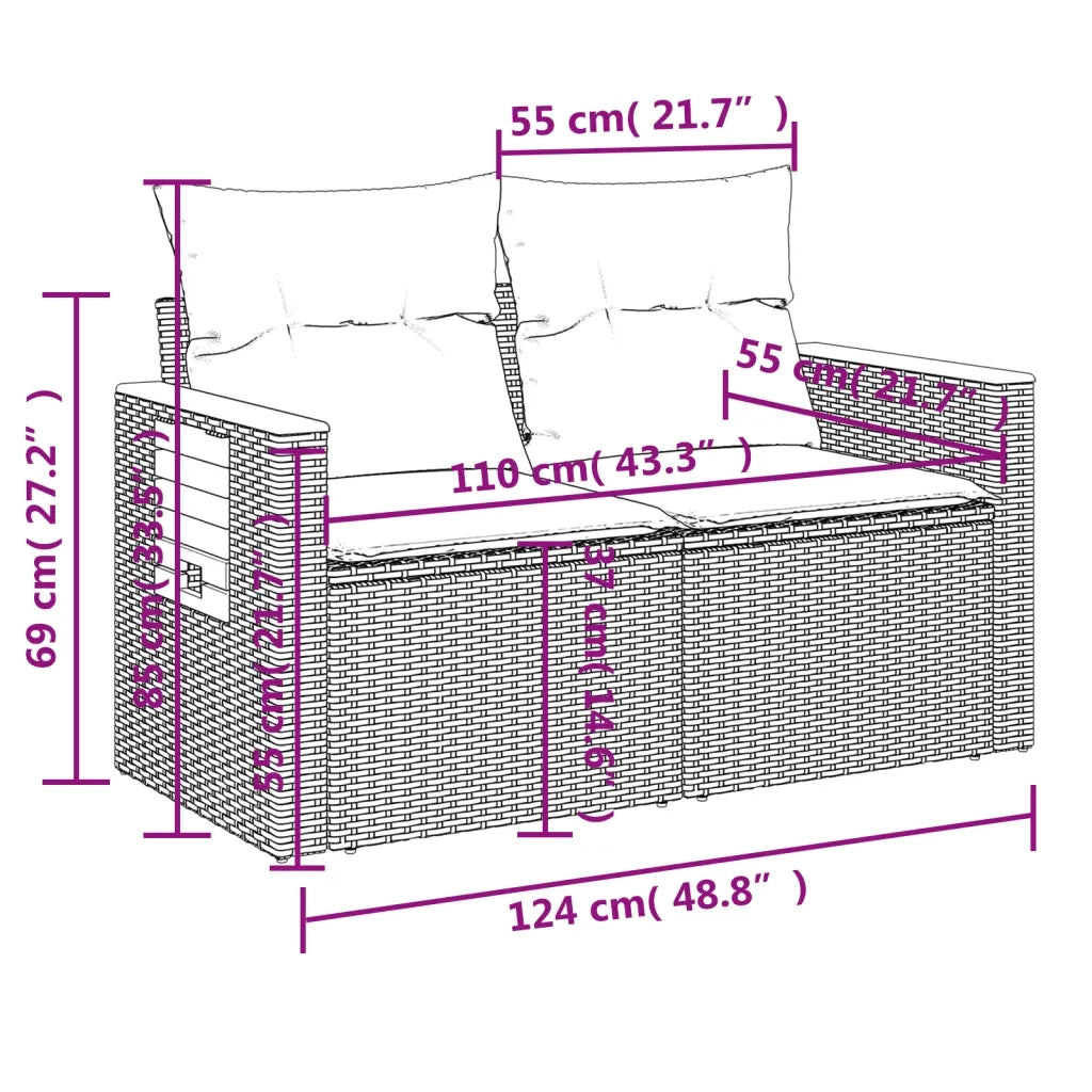Divano da Giardino con Cuscini a 2 Posti Beige in Polyrattan 366098