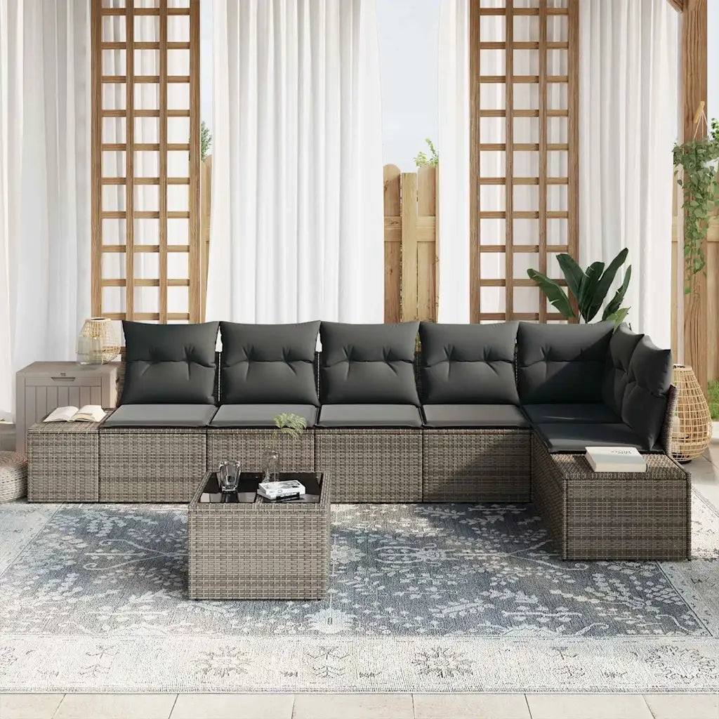 Set Divano da Giardino Grigio chiaro polyrattan 3355758