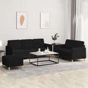 Set di Divani 3 pz con Cuscini Nero in Tessuto 3202130