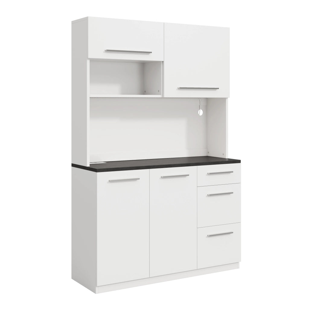 MADIA 120x40x180 cm Bianco con prese, USB-A, USB-C e LED